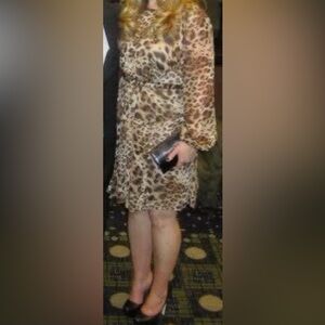 M60 Leopard Print Long Sleeve Dress
